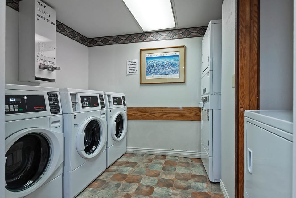 Coin Op Washer/Dryers located Basement Floor, we supply Laundry Soap