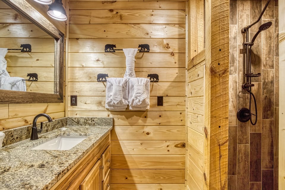 Pigeon Forge Vacation Rental "Lakeview" - Bathroom one with walk in shower