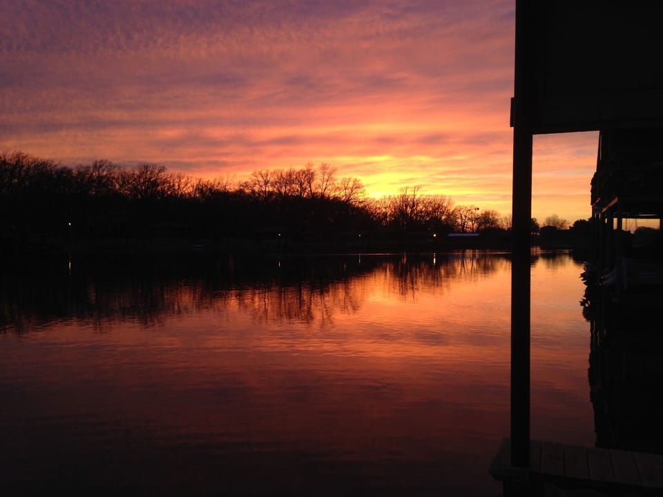 Sunset (toward the end of cove from dock)