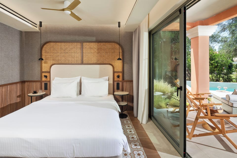 Deluxe Family Suite, Private Pool | Premium bedding, in-room safe, desk, laptop workspace