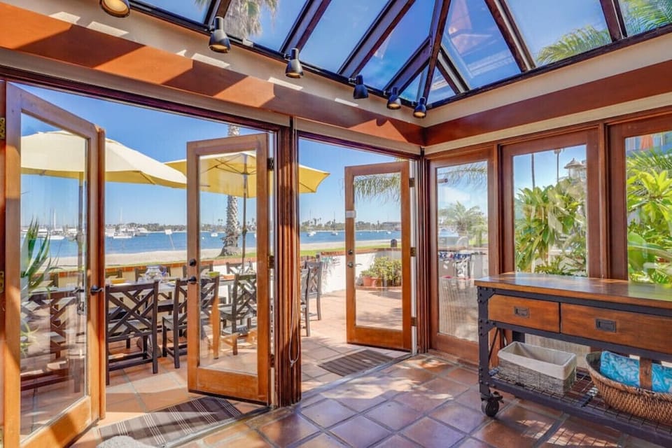 French doors open to the patio