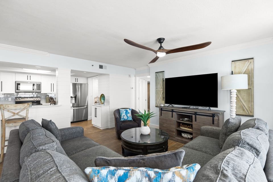 Living room area is fully open to newly remodeled kitchen area