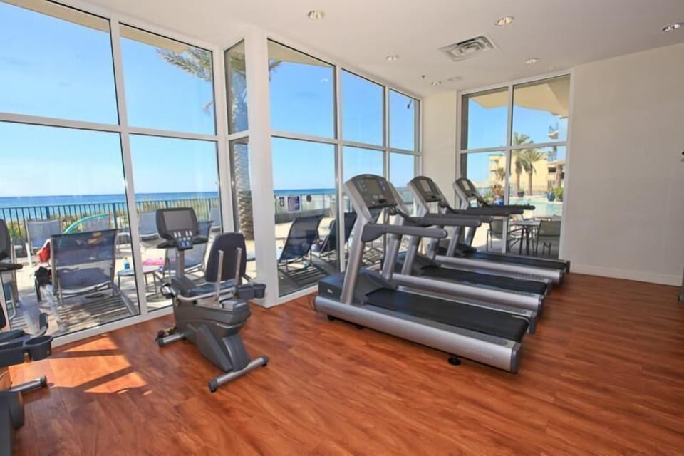 Fully equipped work out facility overlooking the beach