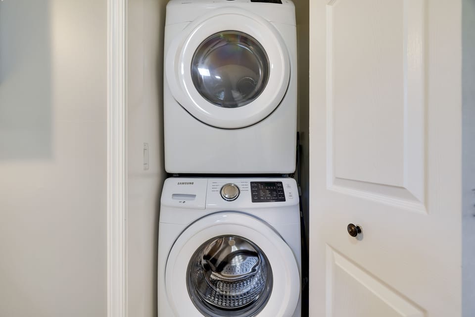 Conveniently located washer and dryer available to guests. 