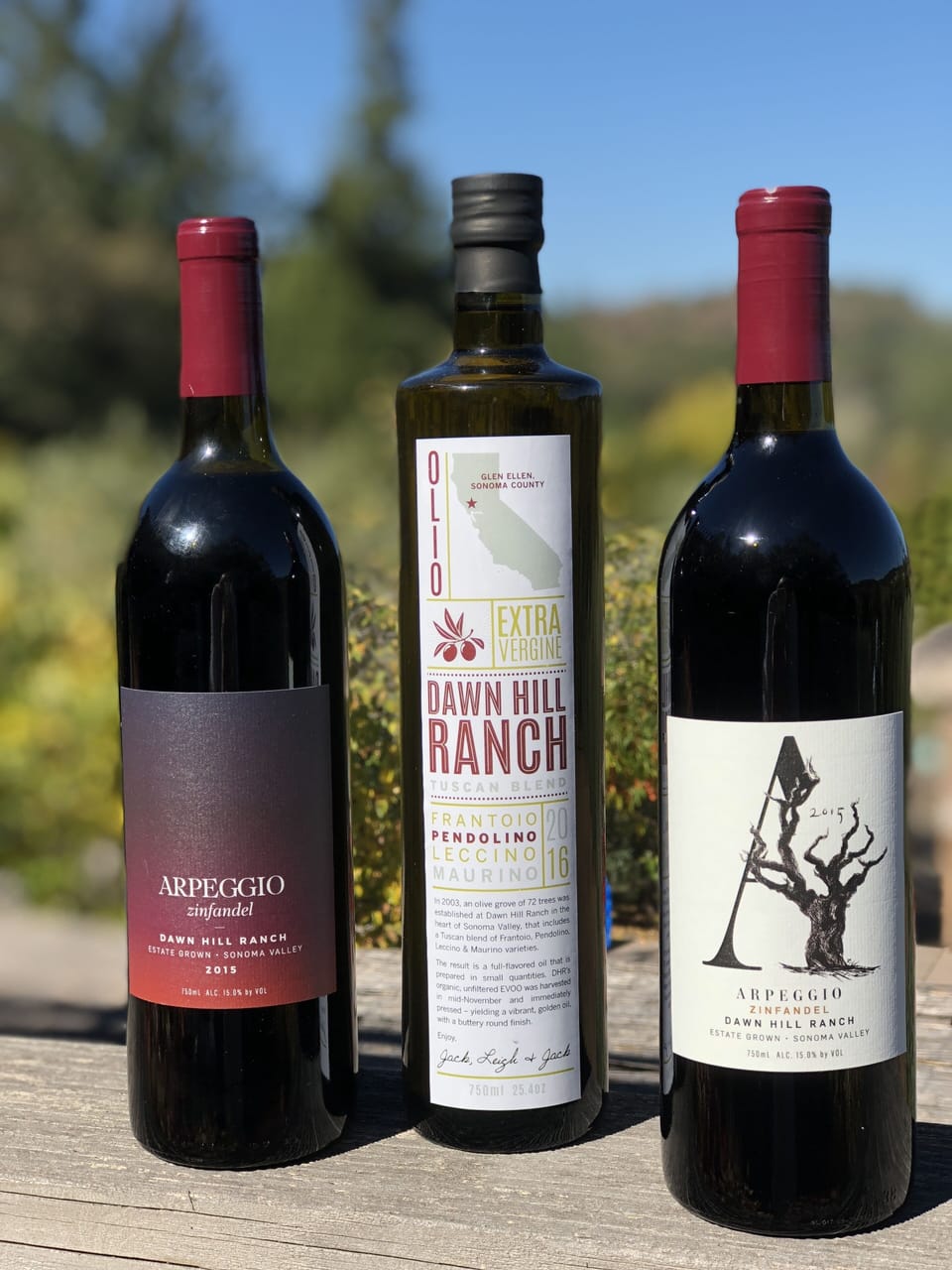 DHR Zinfandel and Olive Oil made from our property. Available at the house.