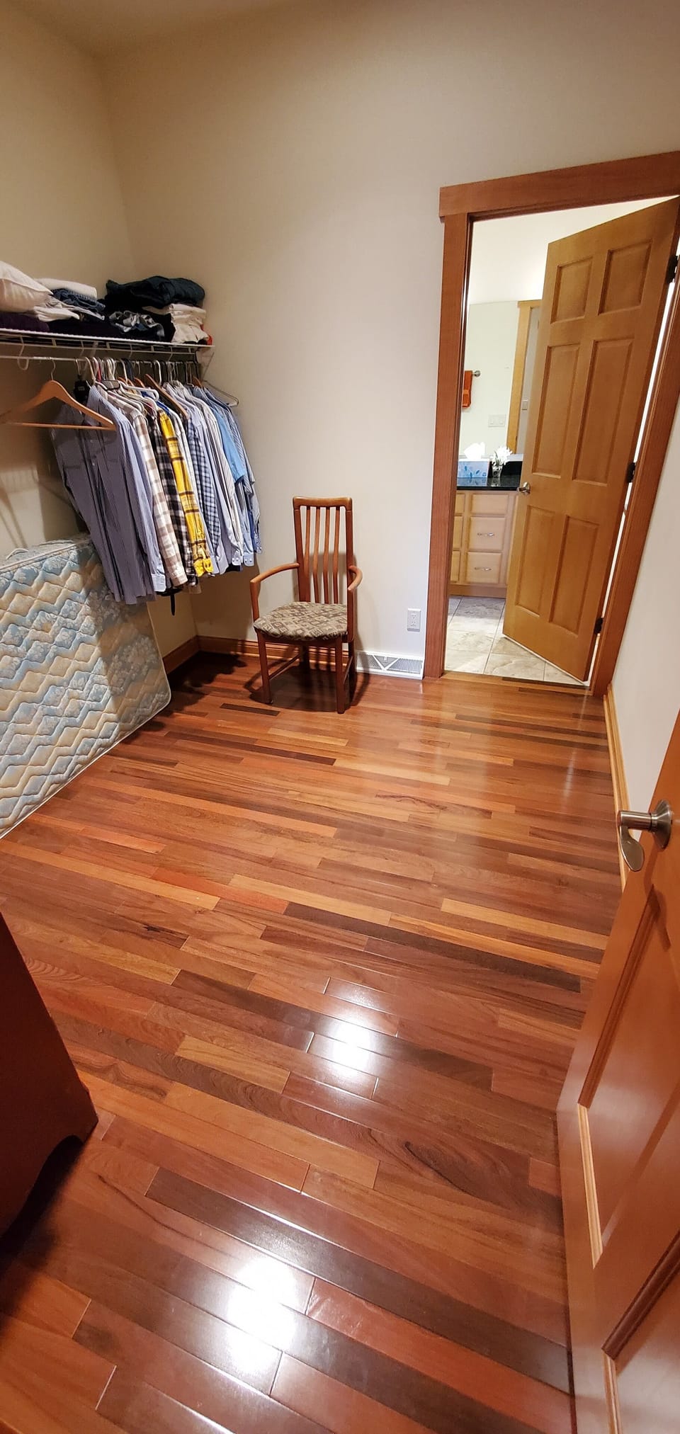 Main Bedroom Upstairs Walk in Closet with extra Mattress