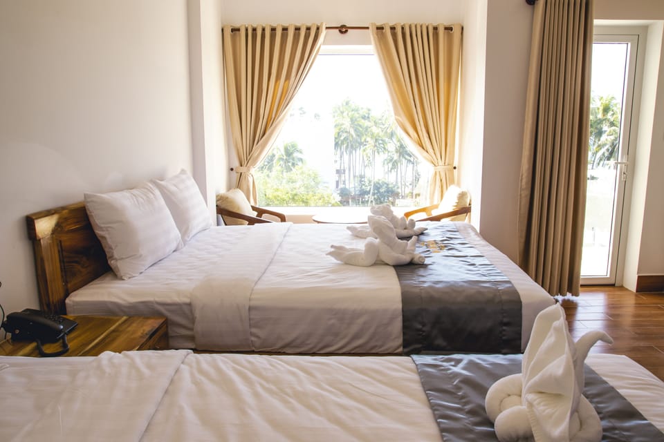 Family Double Room, 2 Queen Beds, Balcony, Sea View | 1 bedroom, Select Comfort beds, minibar, individually furnished