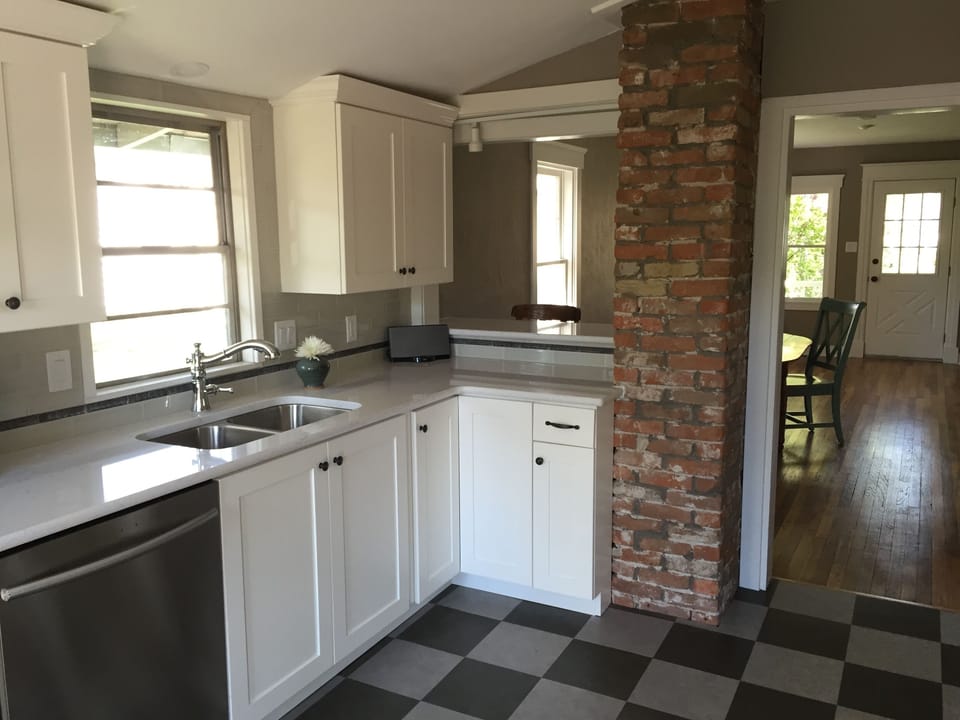 Kitchen, into dining and living area