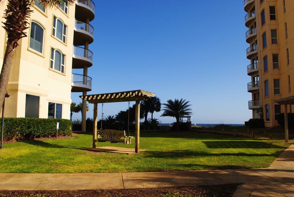 Grassy area between East Tower and Main Tower