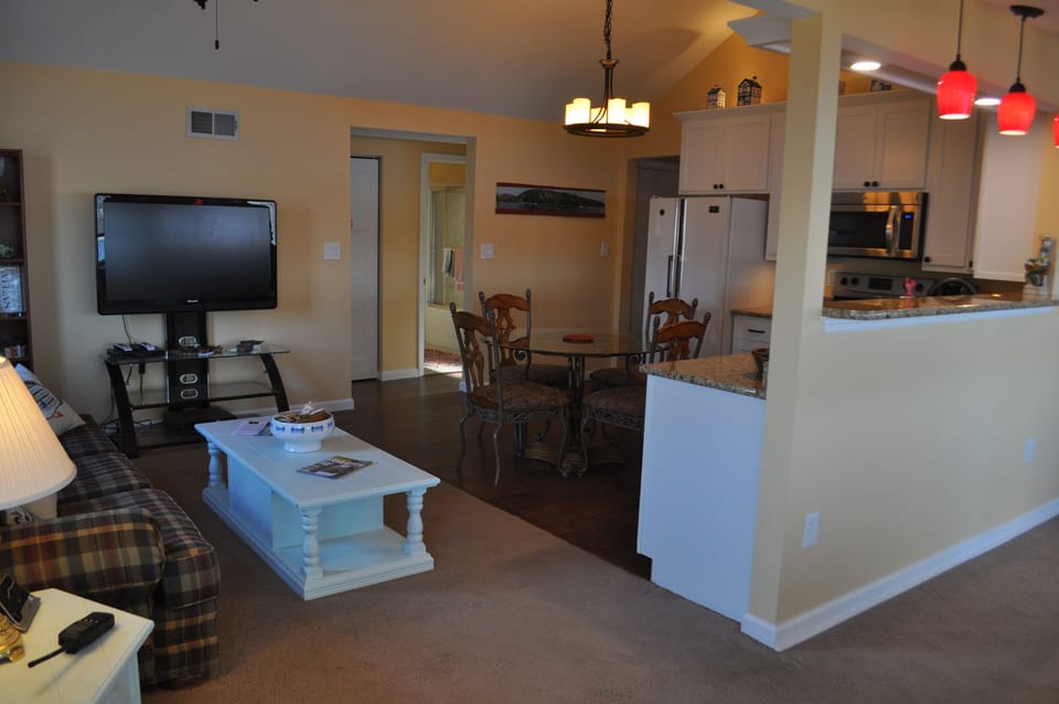 Open and roomy!  Big screen TV with great upgrades throughout.