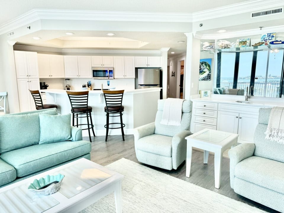 Large open living room lets everything fee super spacious.