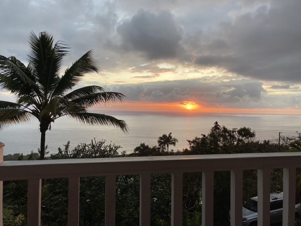 BEAUTIFUL view from lanai at sunset.  Prettiest on island!!!!!
