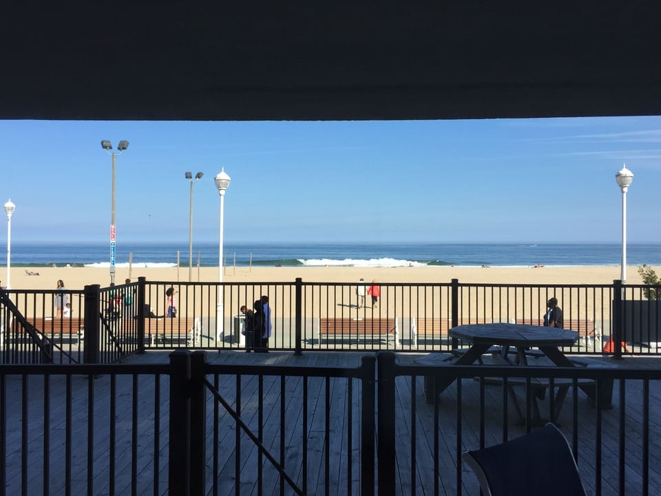 View from condo w gate on middle left leading to Boardwalk/Beach - 8 steps down