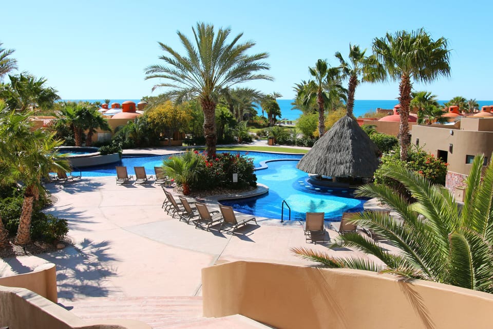 View of swim-up bar. One of several pools.