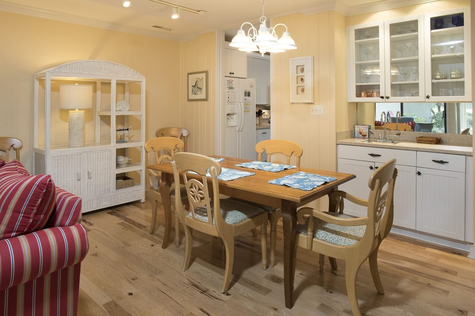 Dining table seats six