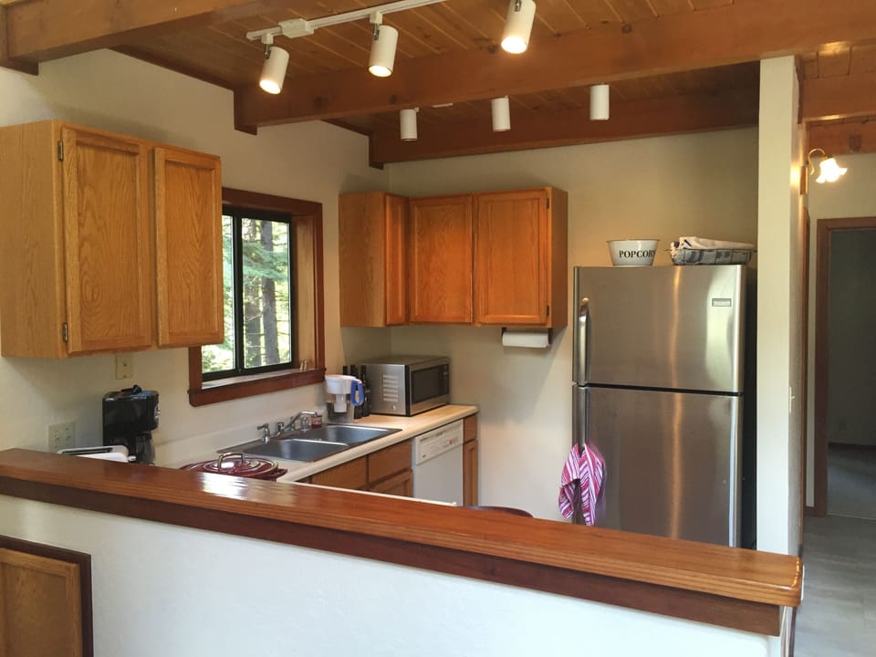 A view of the well equipped Kitchen from the Dining Room.