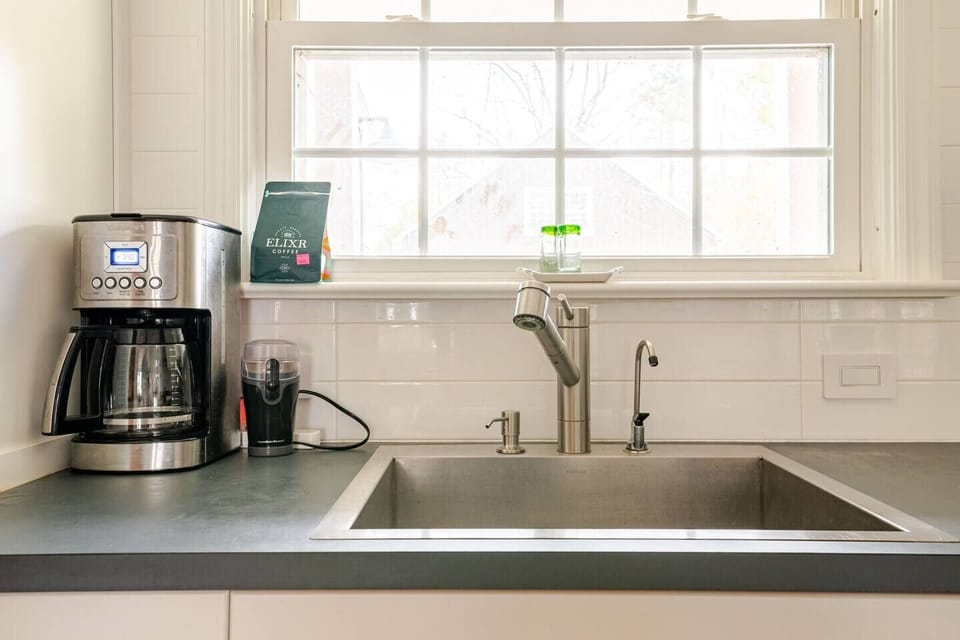 Coffee is provided with french press and drip coffee makers.