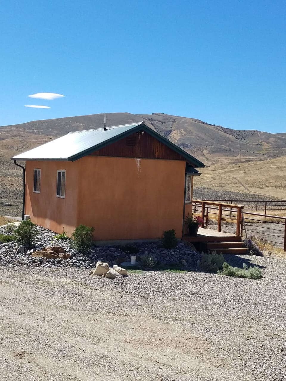 The parking area by the cabin.