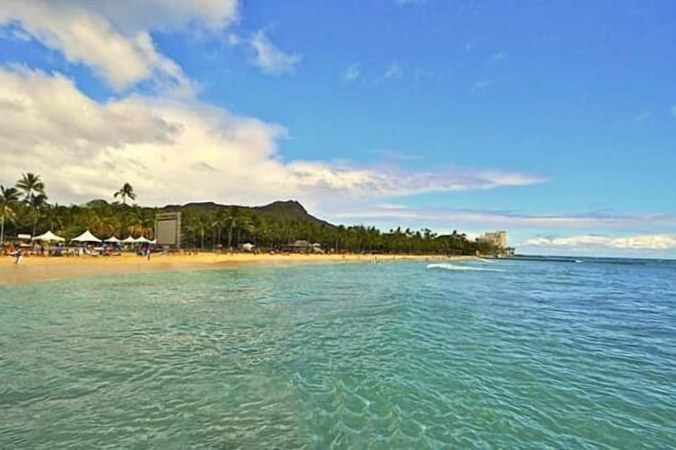 World famous Waikiki Beach just a block away