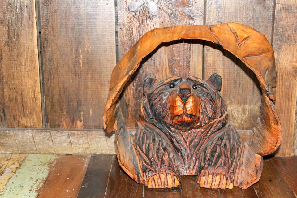 Check out our cute and cuddly bear chainsaw carving, made just for this cabin!