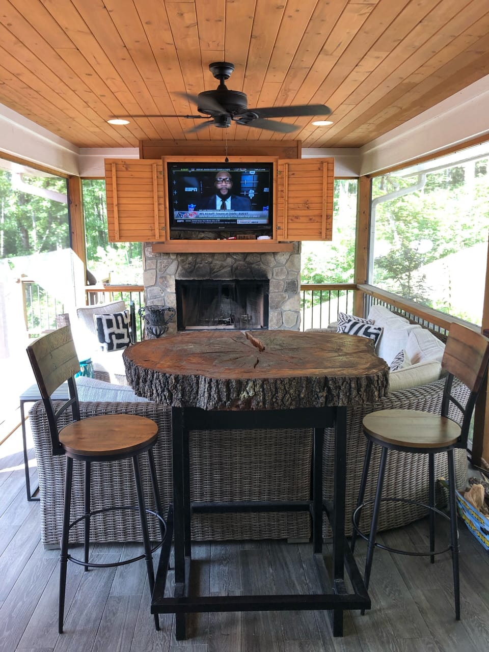 Come root for your favorite football team or get cozy on the screened in porch. 