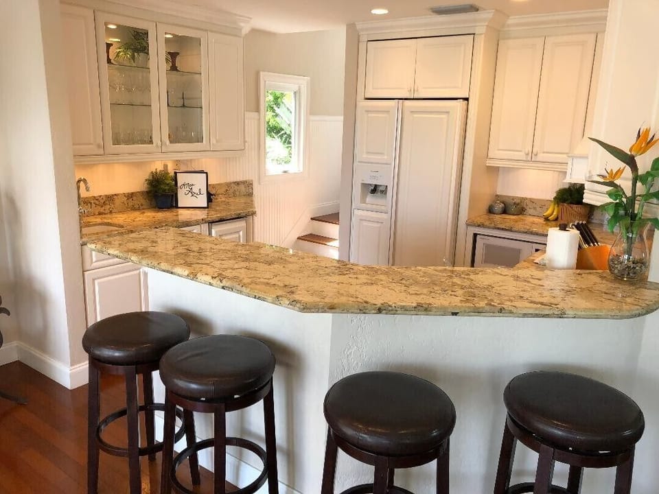 Full Kitchen with Cookware, etc.  Also includes a Wet Bar Refrigerator and Sink.