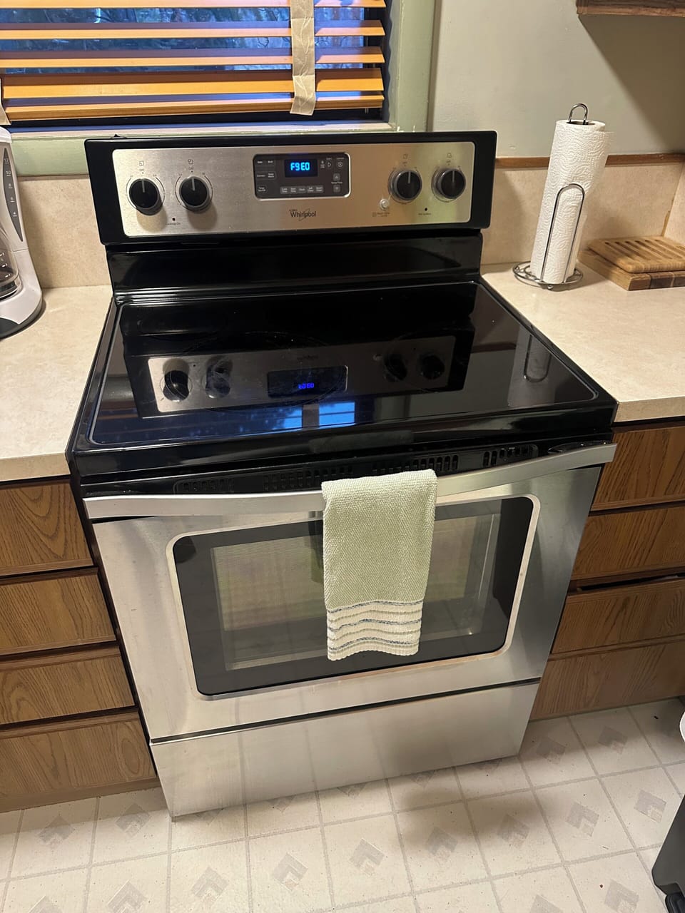 Glass topped range with oven.