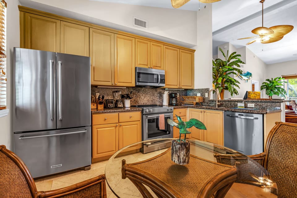 Spacious Kitchen stocked with essentials