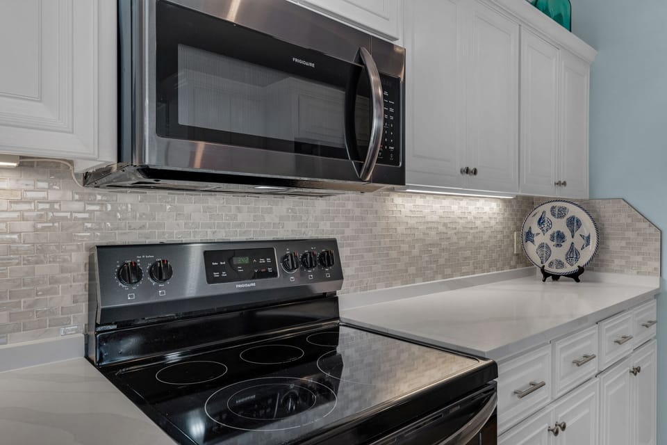 Glass top range/oven and microwave
