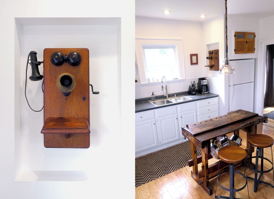 A charming kitchen combines New England nostalgia with modern amenities.