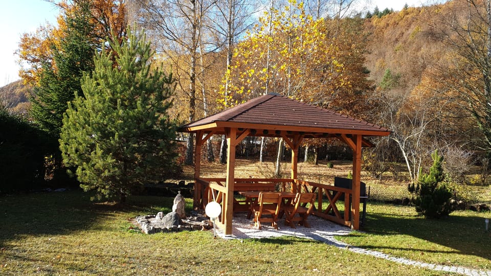 Outside dining area & grill
