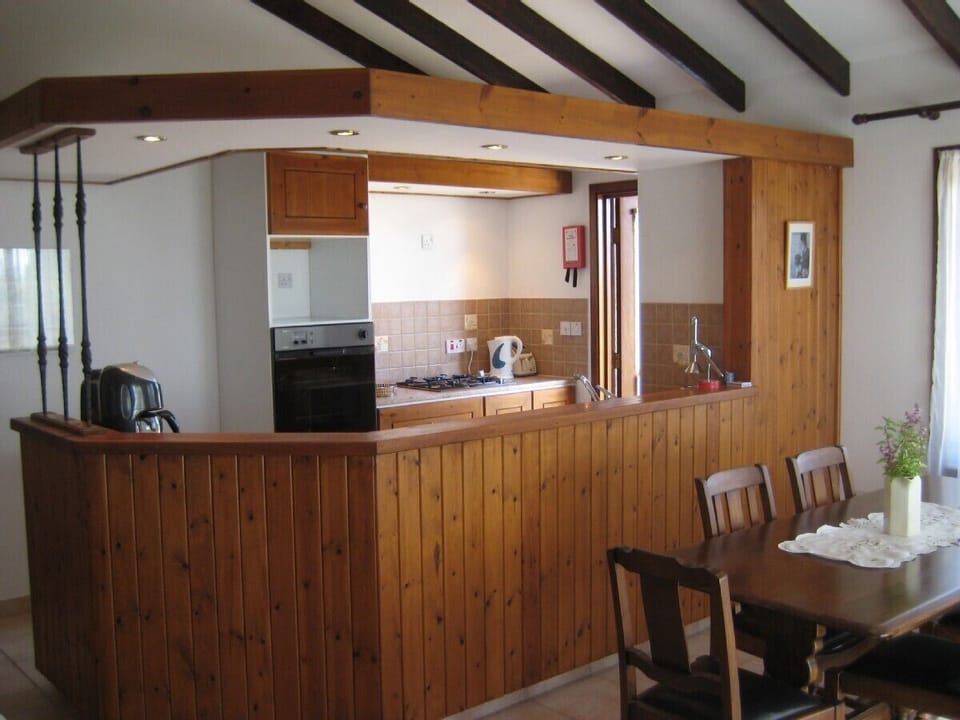 The kitchen area. 