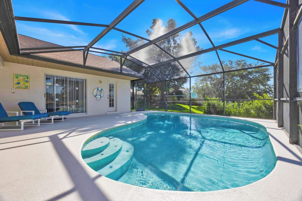 Early Morning sun on the pool. south facing pool! gets the best of the sun.