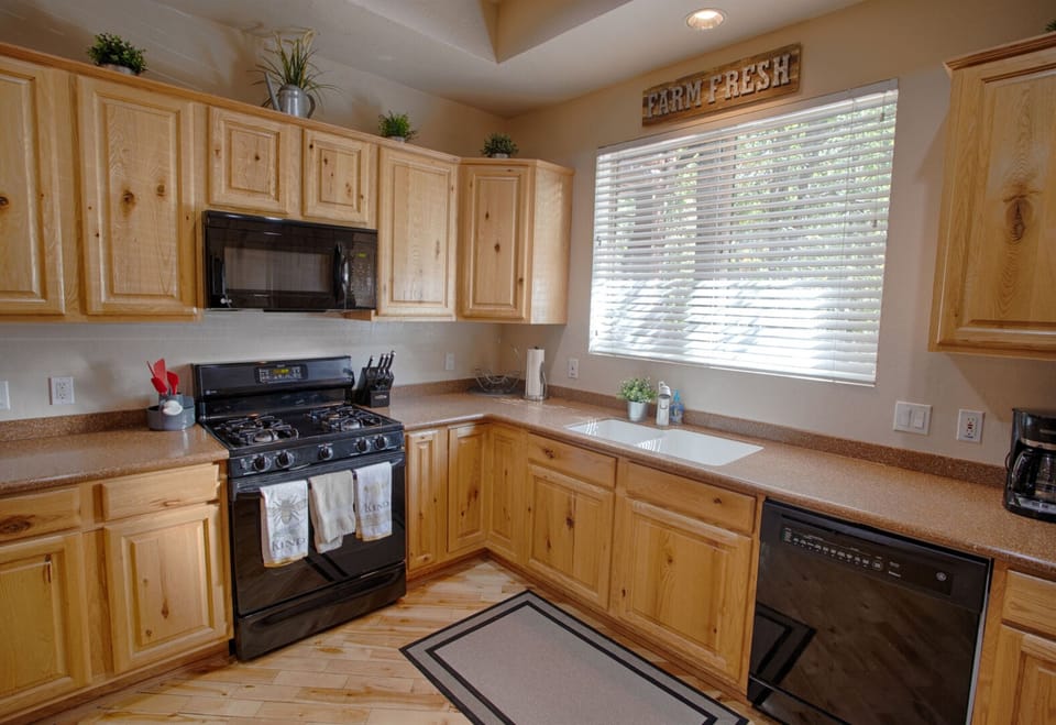 Kitchen is stocked with all basic amenities for enjoying nights in making dinner for the whole family.