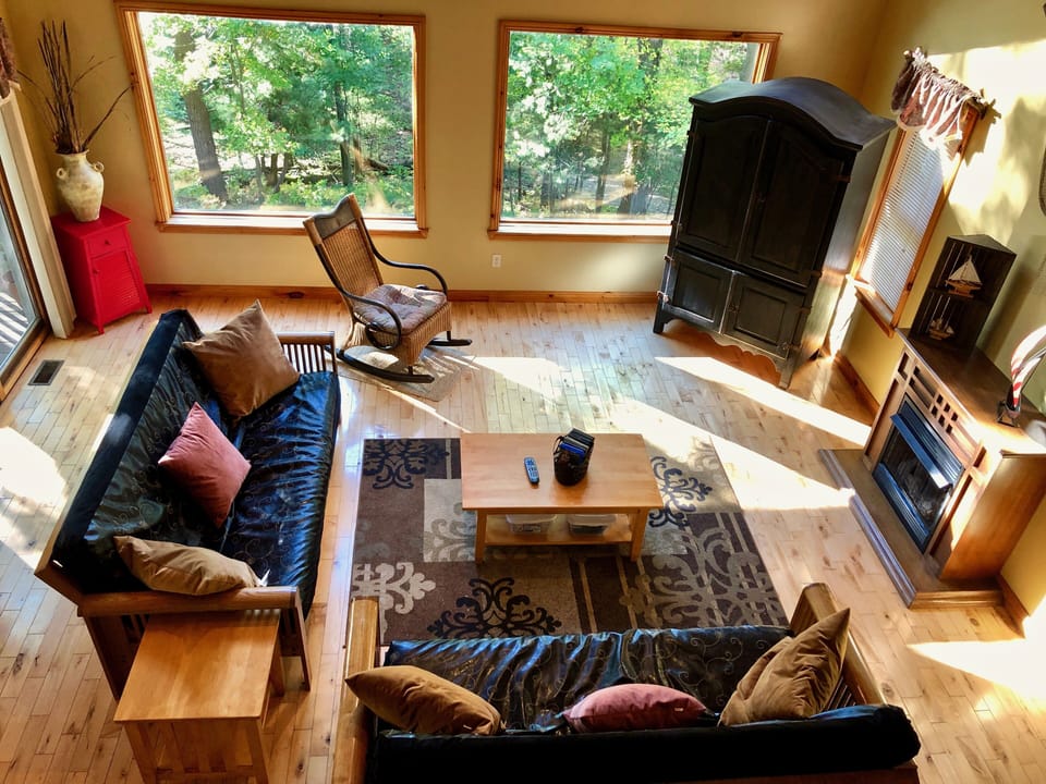 Looking down from loft