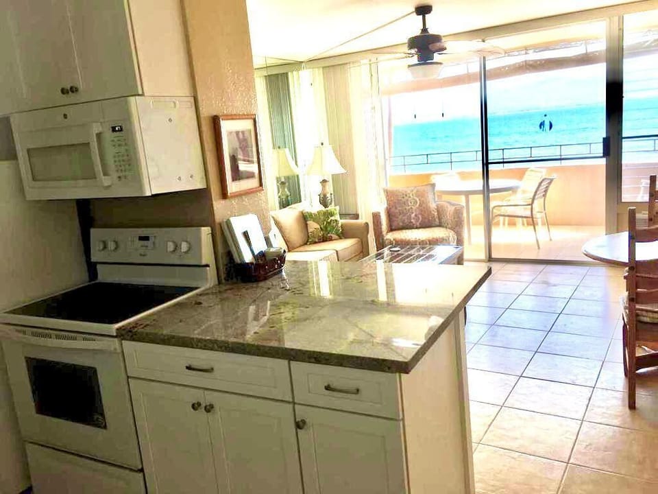 kitchen with view to lanai