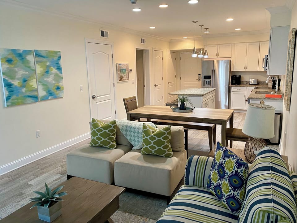 View toward the kitchen from the patio door