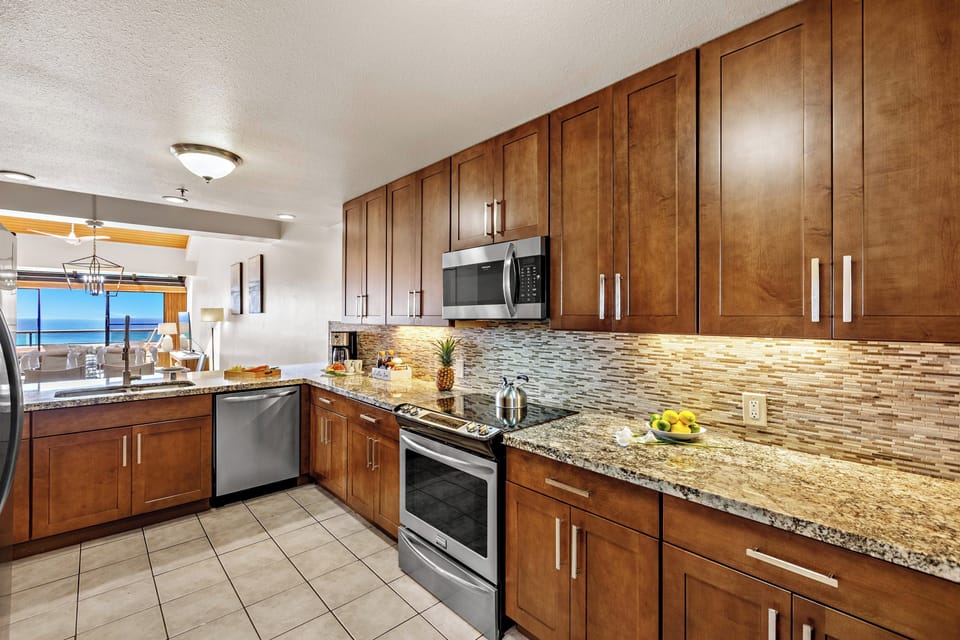 Prepare gourmet meals while enjoying the ocean!