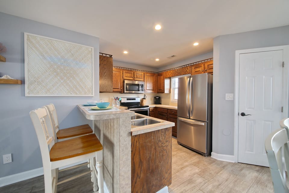 Bar seating in the kitchen