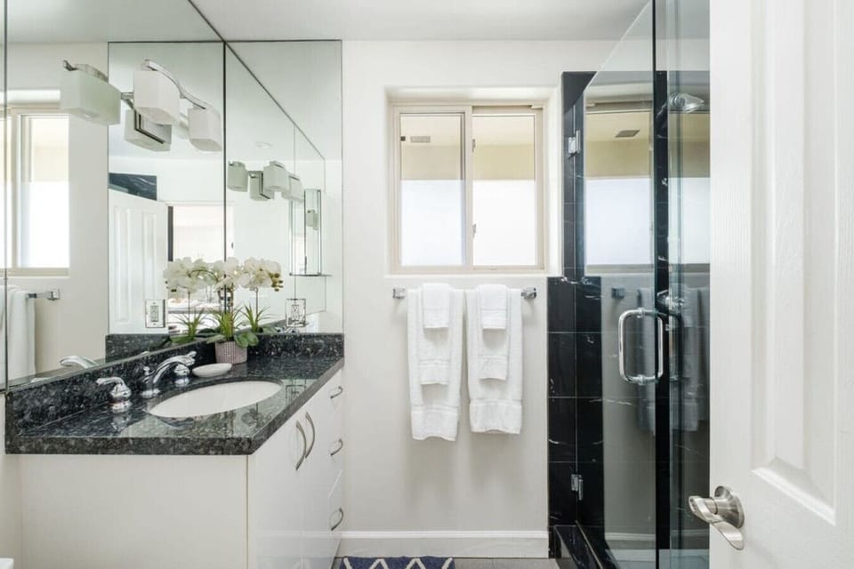 Guest bath on the second level with shower.