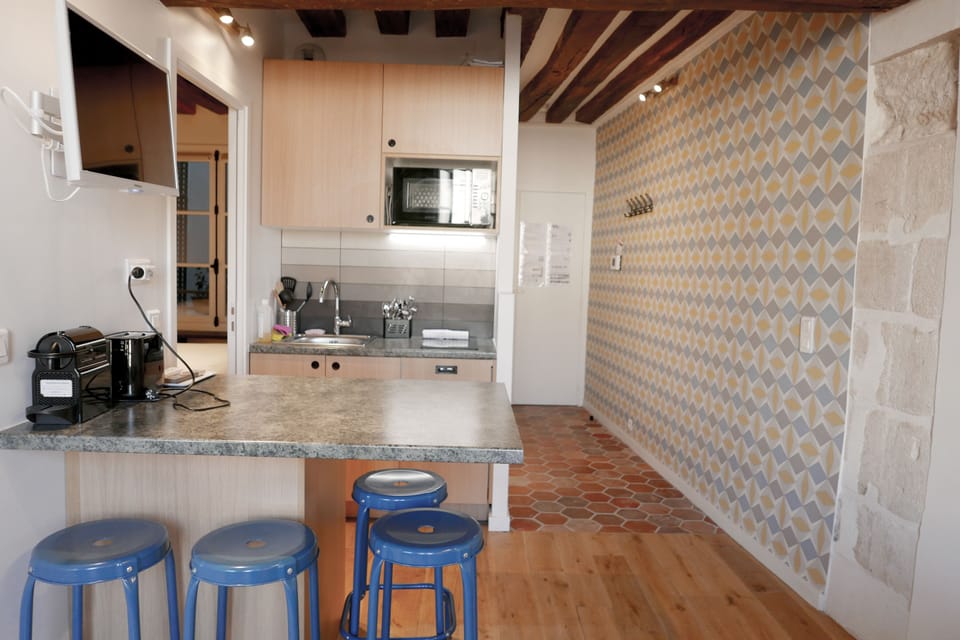 Apt. COSY3 - Latin Quarter - Paris - Kitchen is open into the Living room