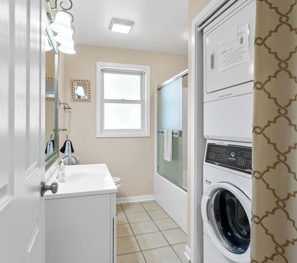 Laundry nook in bathroom