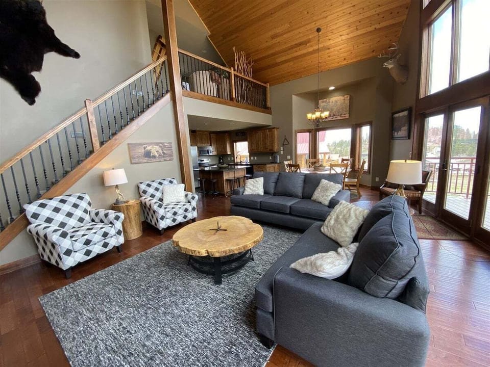 Great Room with gas fireplace, views to Terry Peak bunny hill