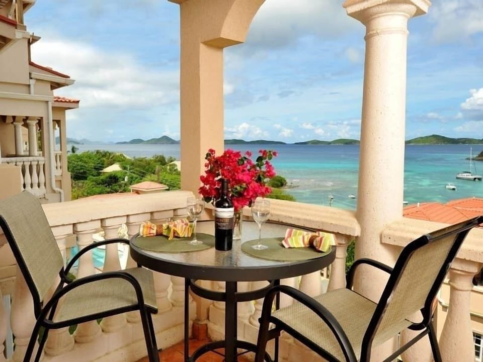 The view from our studio's balcony: That's St Thomas in the distance