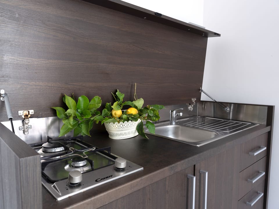 Classic Double Room, Kitchenette, Patio | Private kitchen | Fridge, microwave