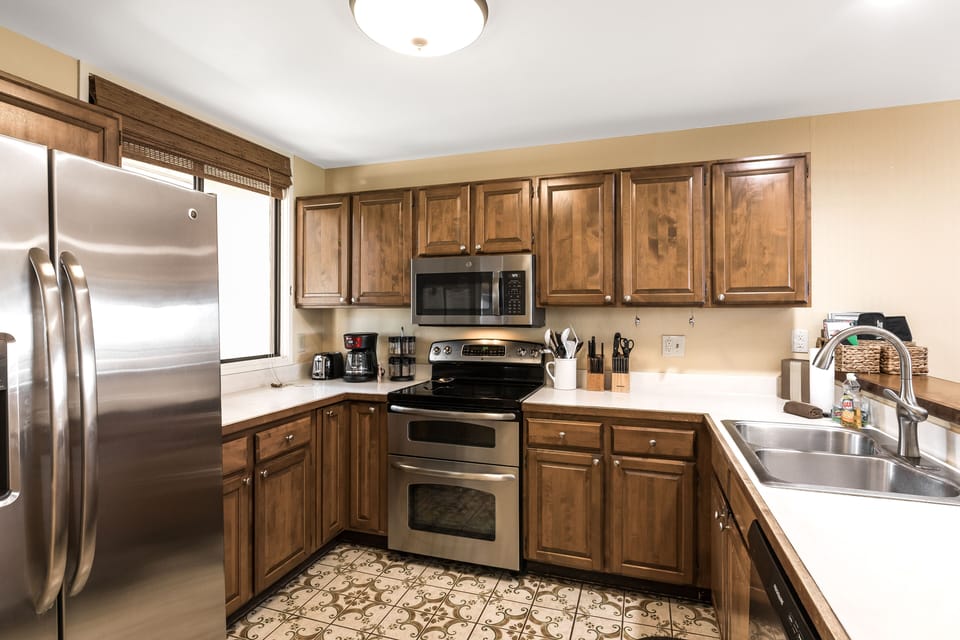 The kitchen is spacious and well equipped