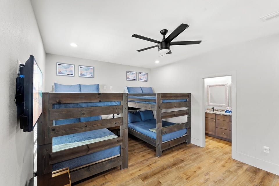 2nd Floor Bunkroom #5 has plenty of room and includes a private bathroom.