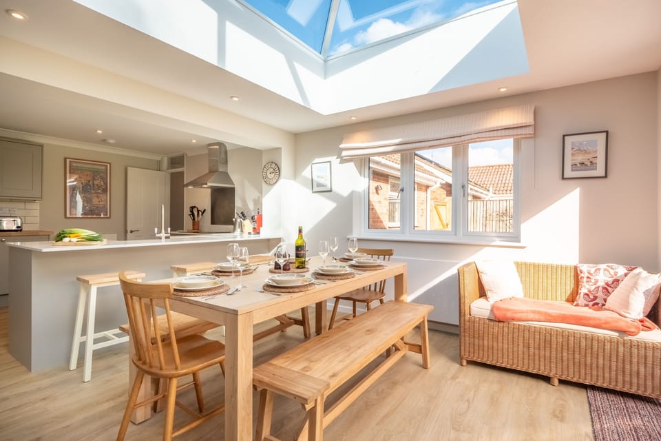 Dining area underneath lantern roof