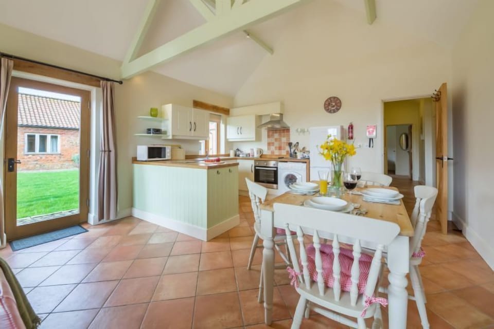 Kitchen area with access to outdoors