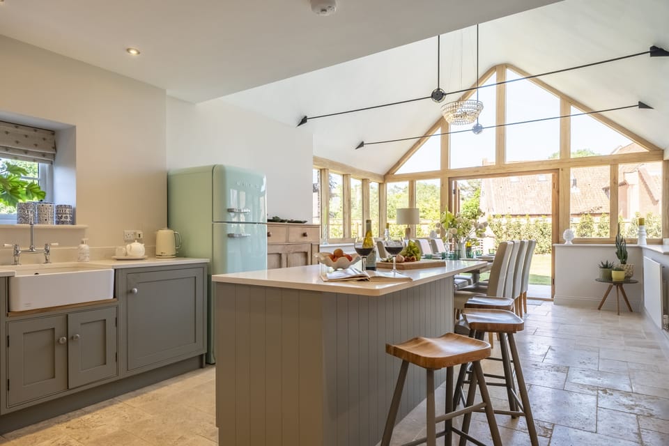 The Old School House, Docking: Kitchen with island and sit up bar stools